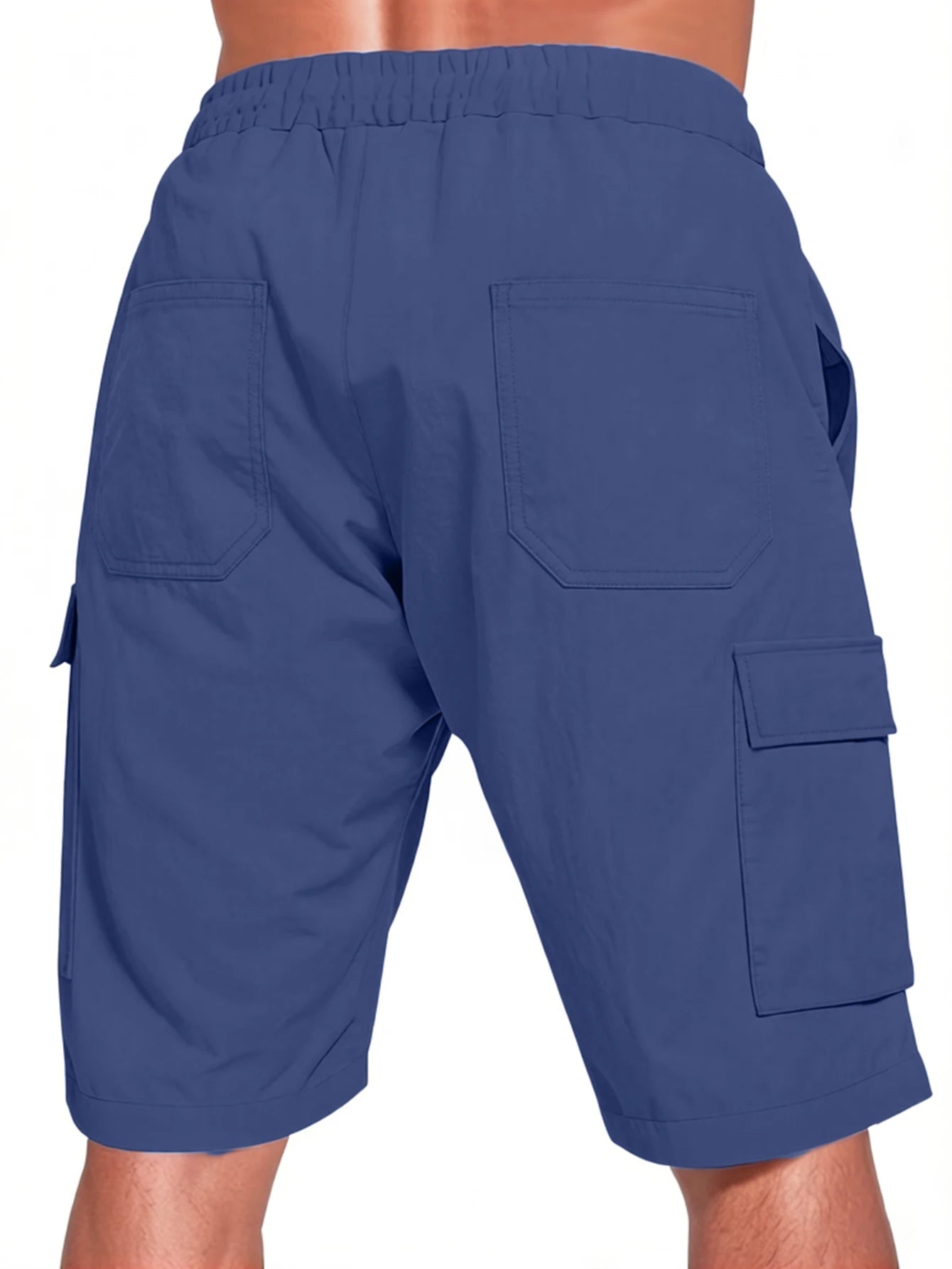 2PCS Men's Outdoor Shorts Drawstring Elastic Waist Multi Pocket/Bermuda Shorts Summer Loose Casual Beach Walking Shorts