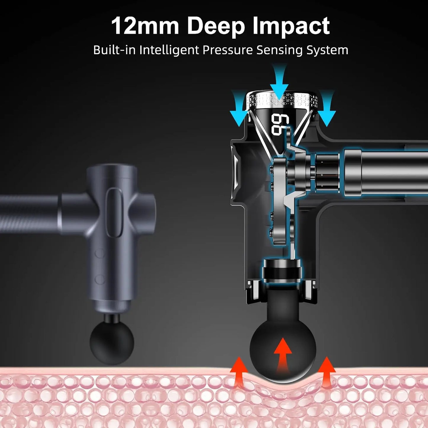Percussion Massage Gun for Deep Tissue Muscle Relief/6 Speeds 8 Attachments Portable Handheld Massager