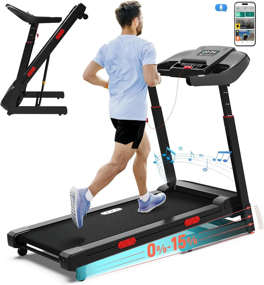 Auto Incline Treadmill with 400 lbs Capacity Foldable Running Machine/for Home with APP Voice Control and Speaker - 8.7 MPH