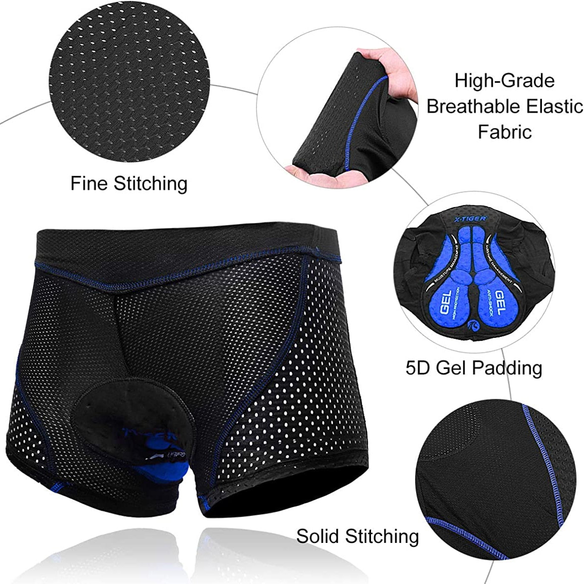 X-Tiger Cycling Underwear Pro 5D Gel Pad/Shockproof Cycling Underpant Upgrade Padded
