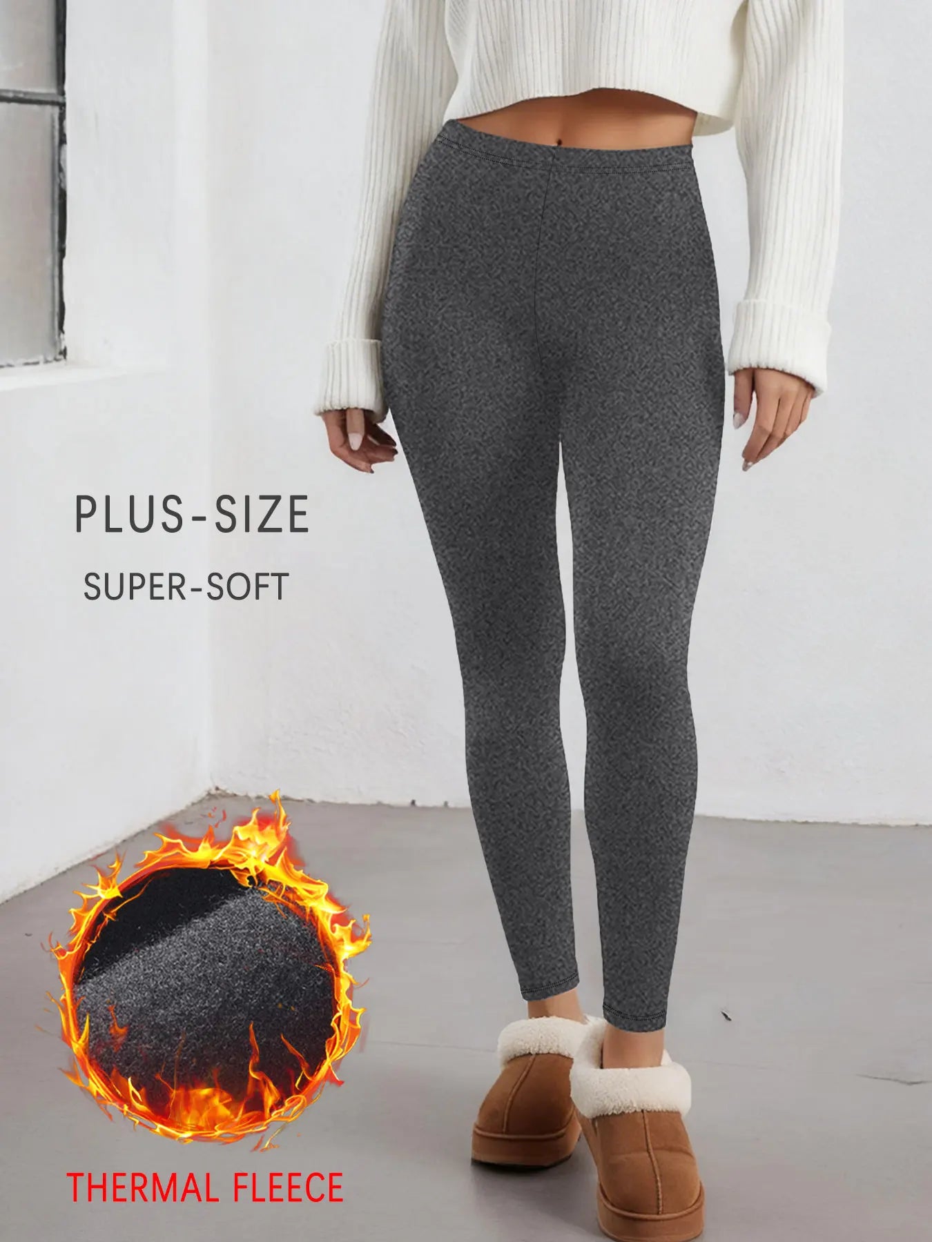 Plus Size Thermal running leggings with fleece interior for women/Low Rise design provides warmth and comfort for winter