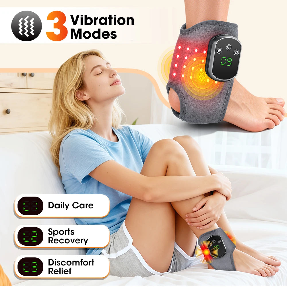 Red Light Cordless Heated Ankle Massager 660nm 40 LED Beads/Vibration Massage Foot Hand Wrap Ankle Brace