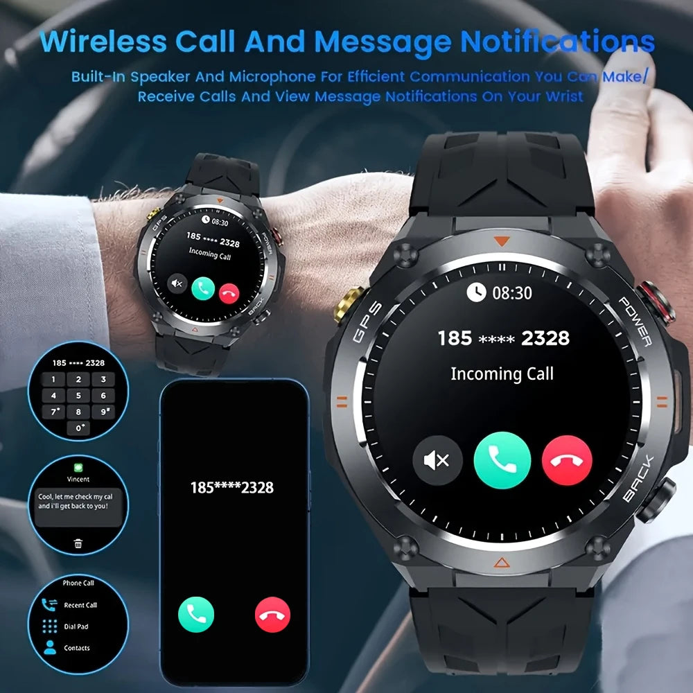 SENBONO Built-in GPS Smart Watch Bluetooth Call 1ATM/Waterproof Military Sports Fitness Tracker Smartwatch for Men
