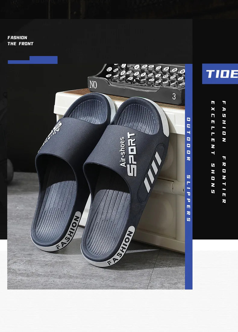 Fashion Men's Slippers PVC Soft Sole Non-slip Slides Casual/Outdoor Flip Flops Home Slippers New