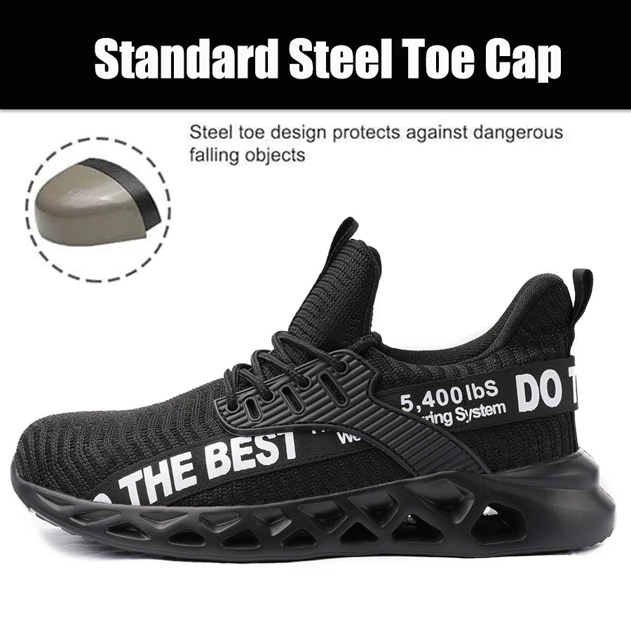 Steel Toe Work Safety Sneakers for Men Lightweight/Anti-Smash Anti-Puncture Protective Shoes