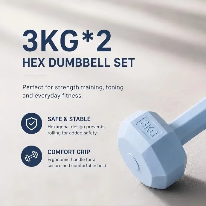 Pack of 2 6.61LB stylish dumbbells Smooth non-slip coating/durable cement fitness equipment, stylish strength training gadgets