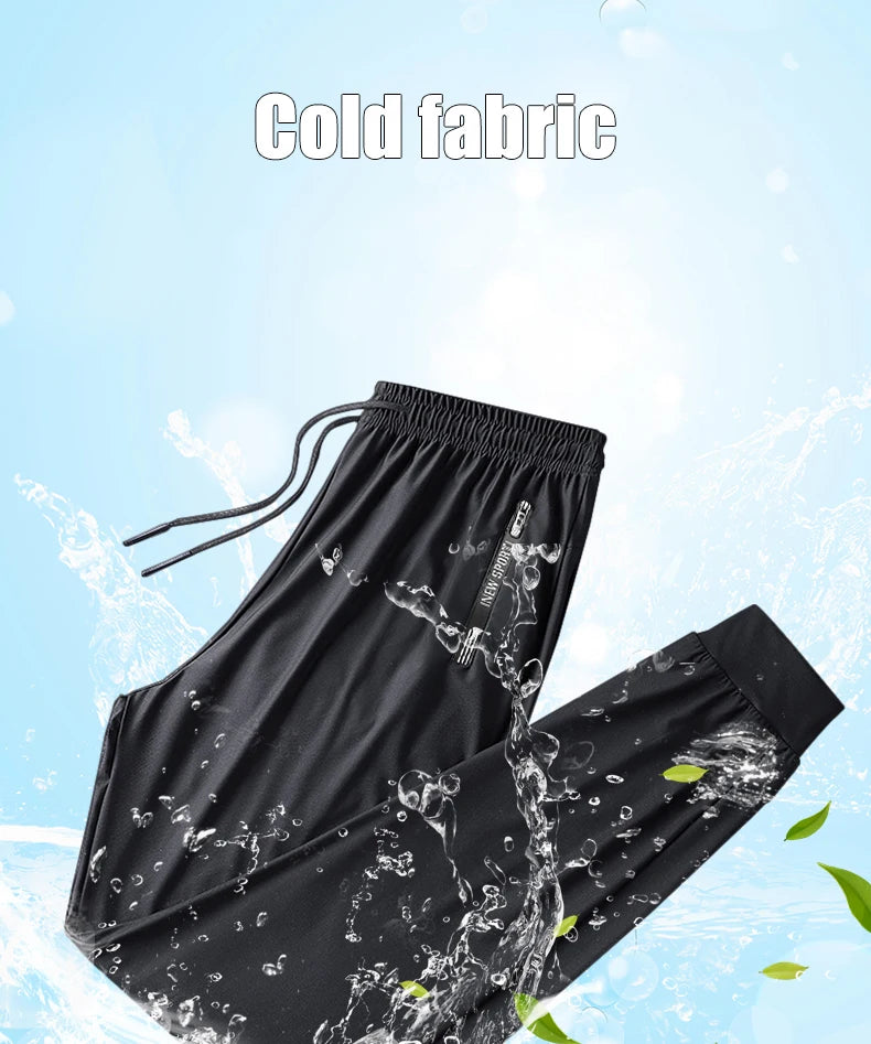 Summer Men Casual High end Ice Silk Pants Sports Pants/Quick-Drying Men's Trousers Sweatpants Male Elastic Plus Size 8xl 7xl 6xl