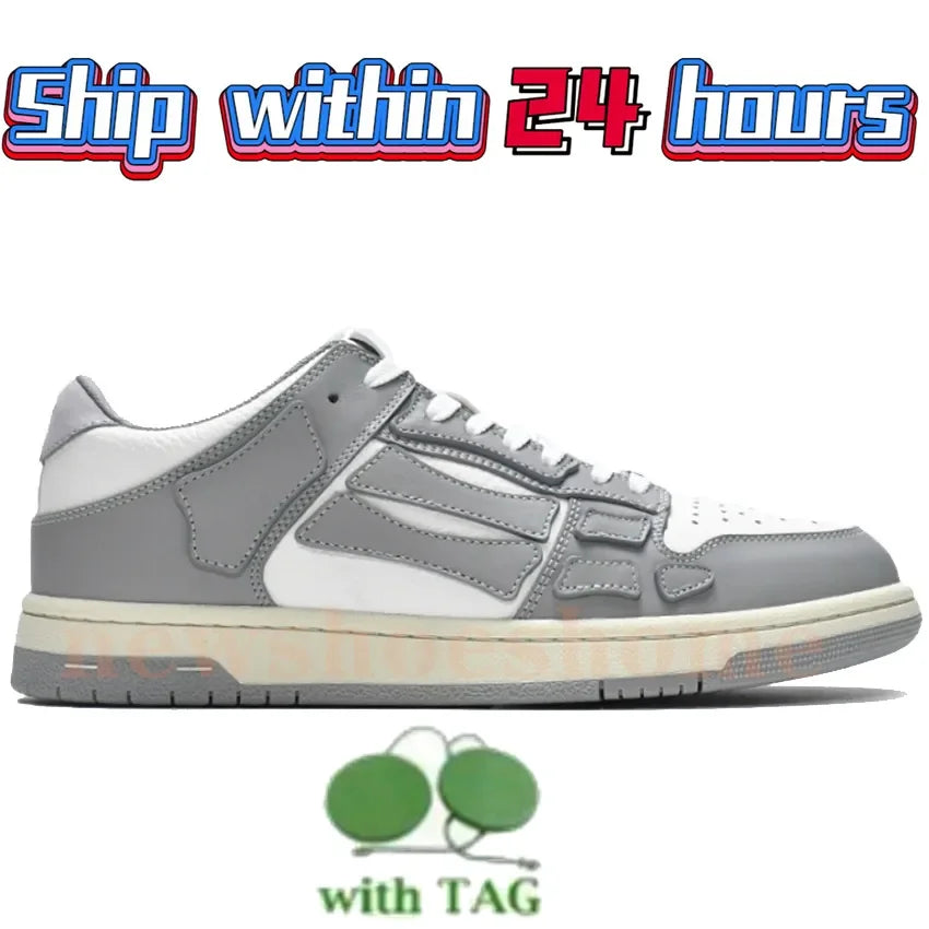 Designer Luxury Bone Casual Low Men's Leather Sneakers Skeleton/Blue Red White Black Green Gray Men Outdoor Shoes