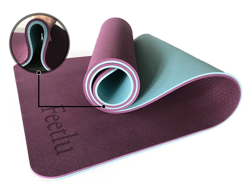 Yoga Mat with Strap 10mm & 12mm Thick Yoga Mat Non-Skid Dual Surface/Workout Mat Eco-Friendly POE Yoga Mats