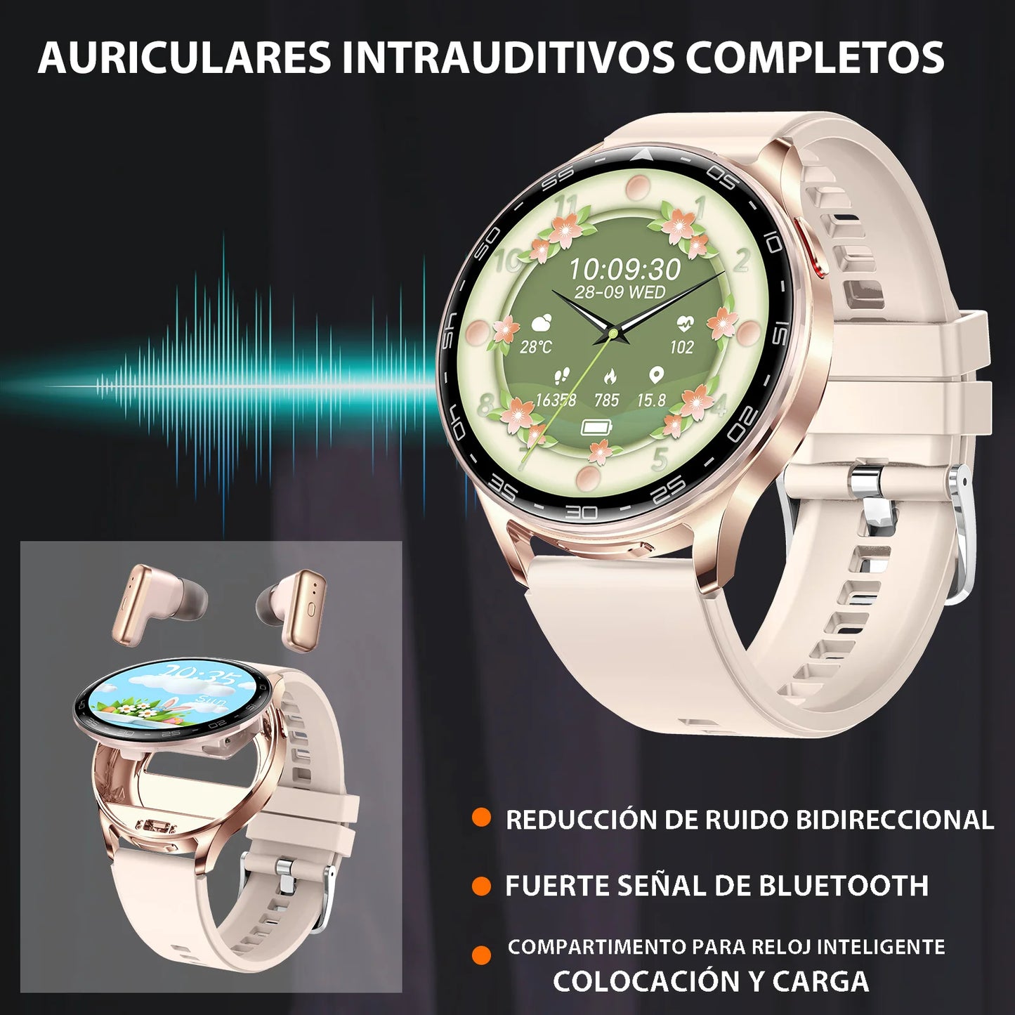 EIGIIS 2026 2-in-1 Smart Watch with Hidden Earbuds 1.39"IPS HD Screen/280mAh Sports Fitness Tracker Heart Rate Monitor for Women