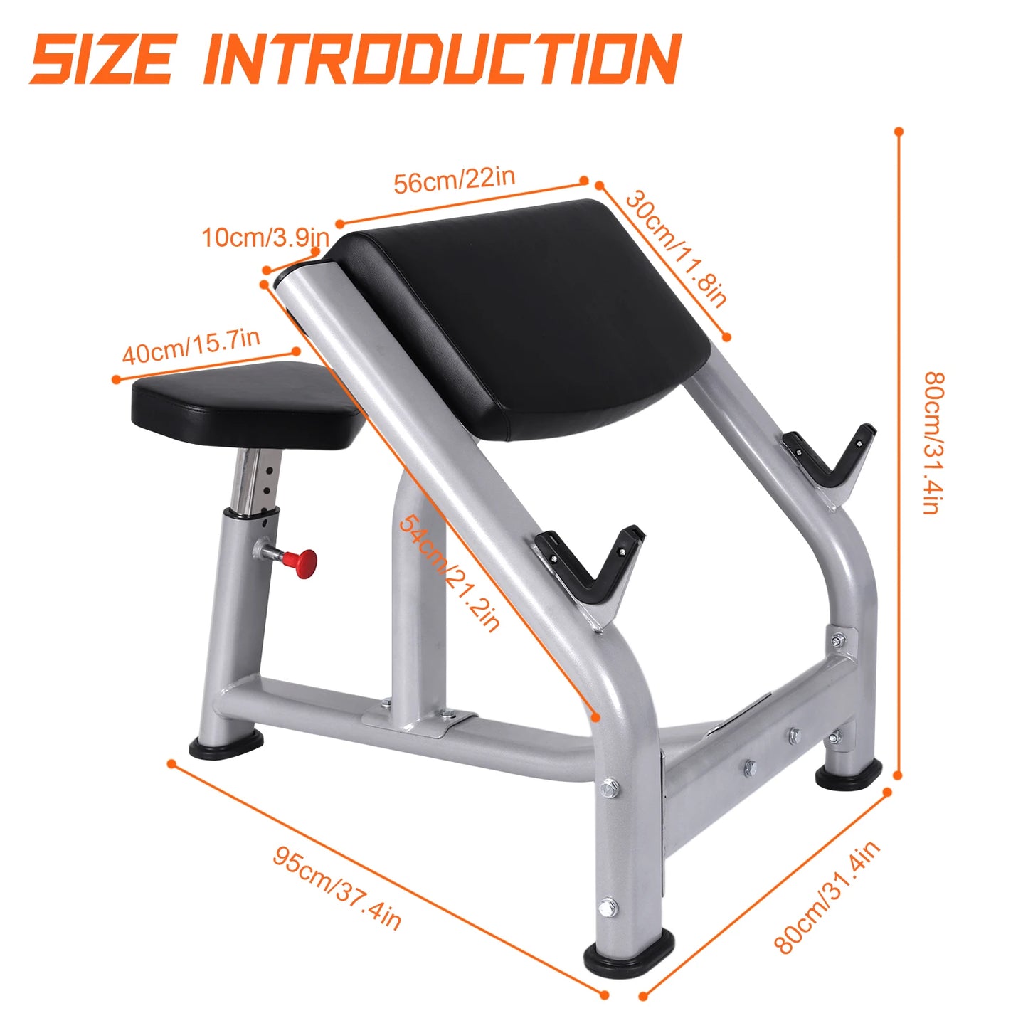 Weight Training Equipment with Adjustable Seat Seated Barbell/and Dumbbell Biceps Station for Home Gym Strength Training