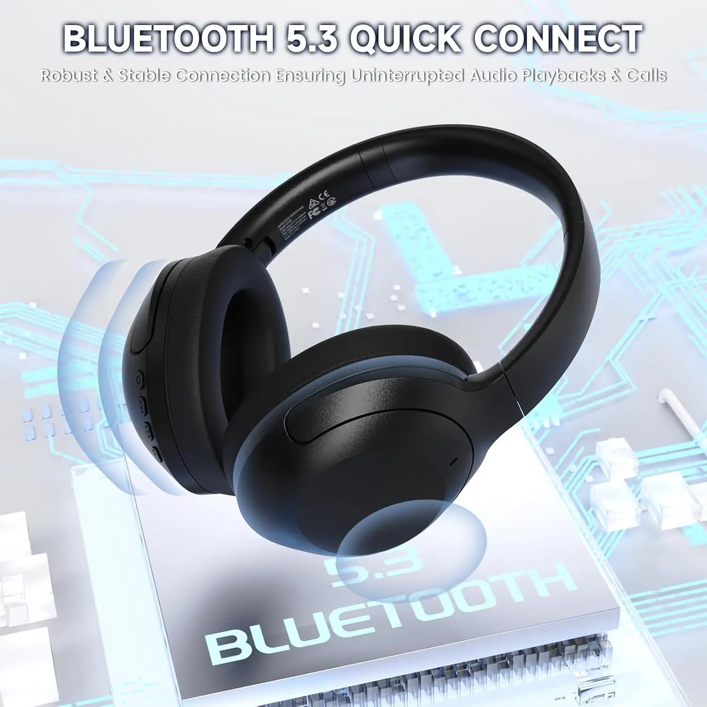ATTACK SHARK G300 Wireless Bluetooth Headphone with ENC Noise Cancellation/Rechargeable Over Ear Headset, 3.5MM Audio Jack