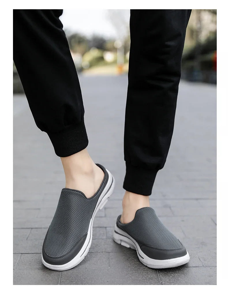 Men Slippers Summer Breathable Home Indoor Slippers Men Thick/Bottom Slides Fashion Couple Walking Shoes Plus Size 39-48