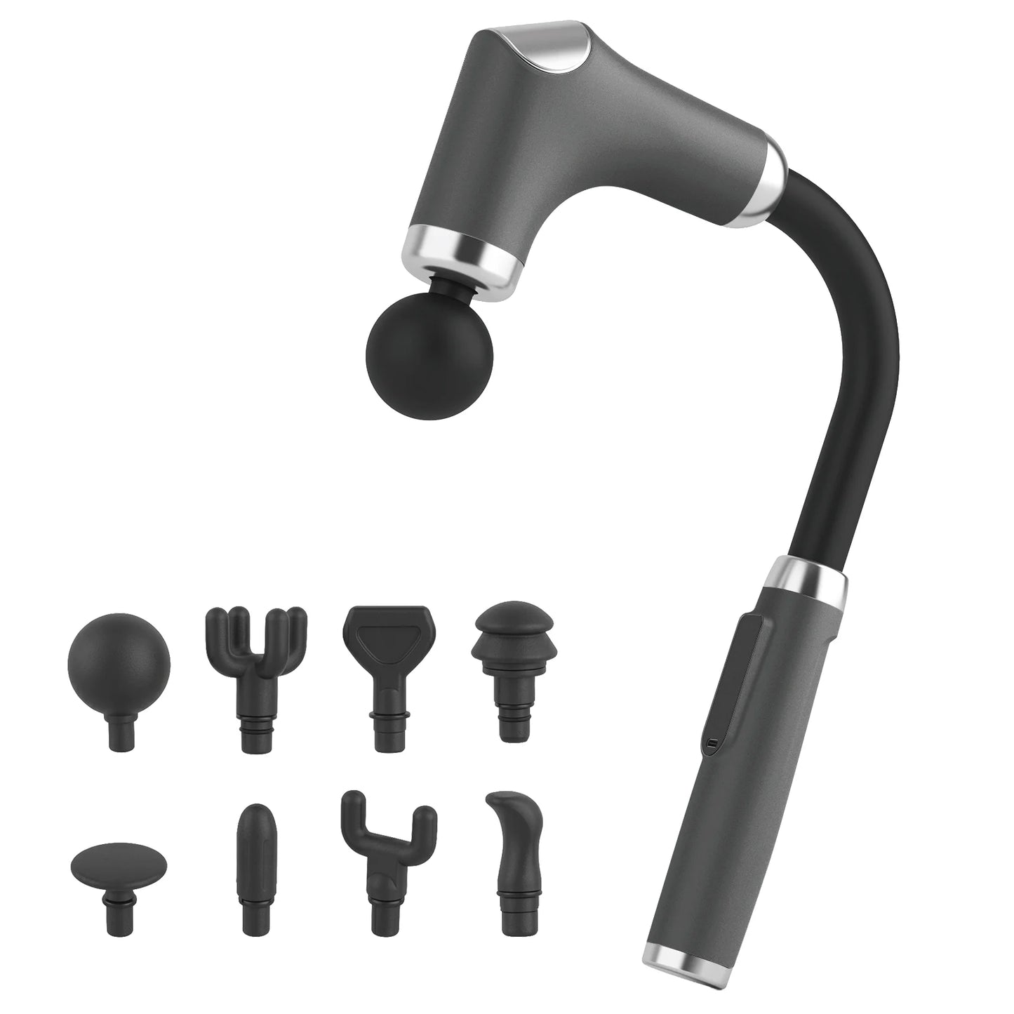 New 8-in-1 Long-Handle Massage Gun. Relieves Back and Full-Body Muscle Tension/6 Speeds & 3 Massage Modes for Deep Tissue