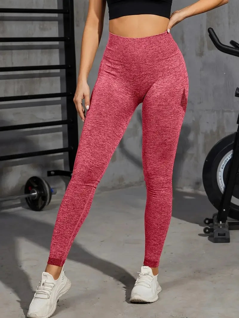 Solid Color Seamless Yoga Leggings High Waist Fitness/Running Workout Sports Pants Women's Activewear