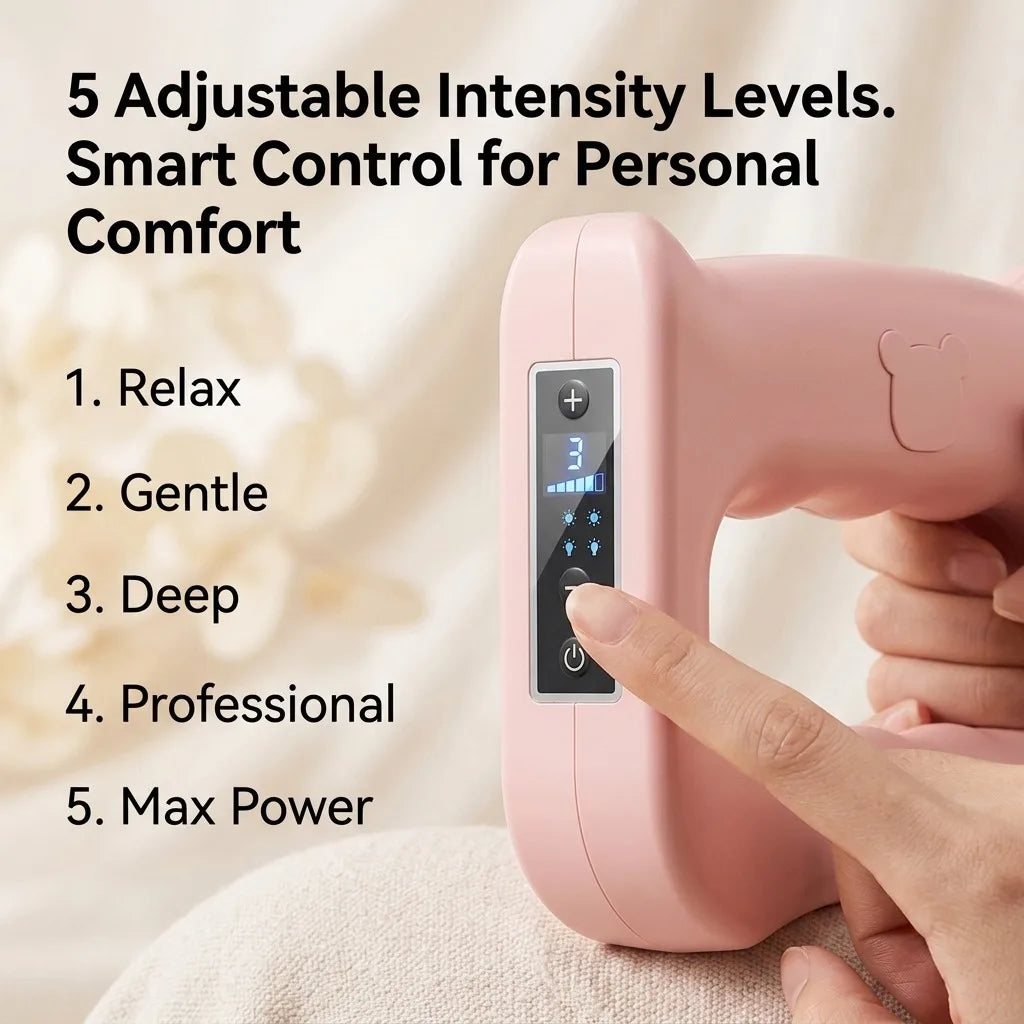 Electric Fascia Ring Massager, 2-in-1 Handheld Muscle Massage Gun/with Belt for Neck Shoulder Rechargeable 5-Speed Portable Percussion Device