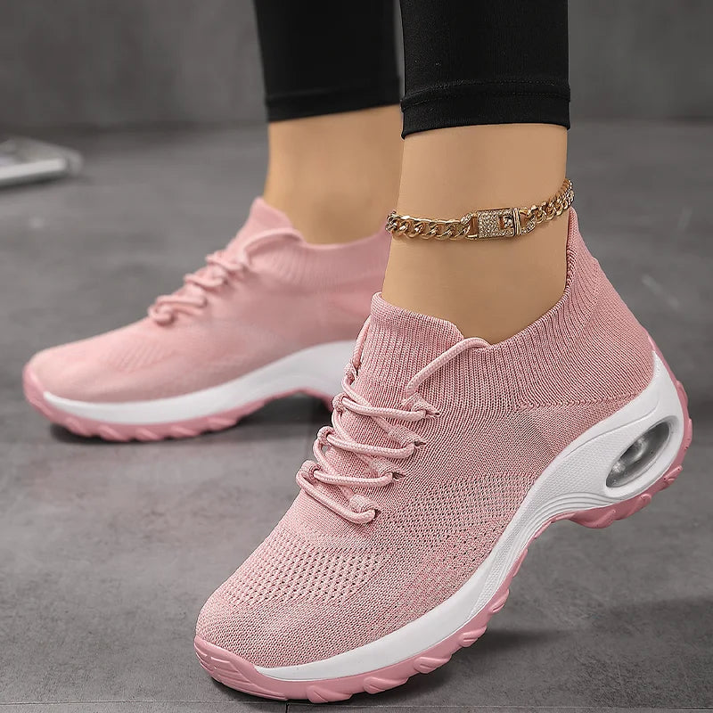 Summer Women Sneakers Outdoor Running Air Cushion/Sport Shoes Increase Height Breathable Walk Shoes