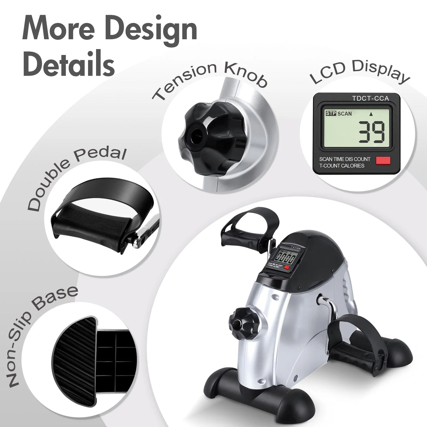 Mini Under Desk Pedal Exerciser Bike Multi-Function Motorized Digital/With LCD Screen Display for Leg Arm and Knee for Elderly