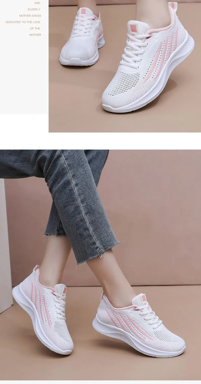 Women's Lightweight Running Shoes Summer Breathable Lace-Up/Gym Walking Training  Cushioned Sole Non Slip Fatigue Relief Casual