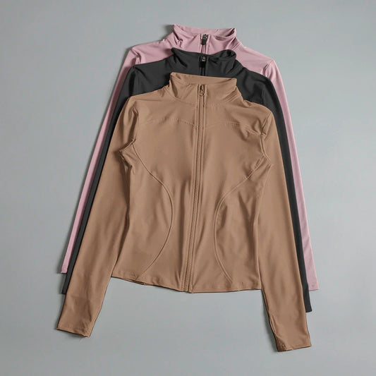 Women Zip Fitness Yoga Shirt Long Sleeve Sports Jacket Gym/Top Activewear Running Coats Workout Clothes Woman