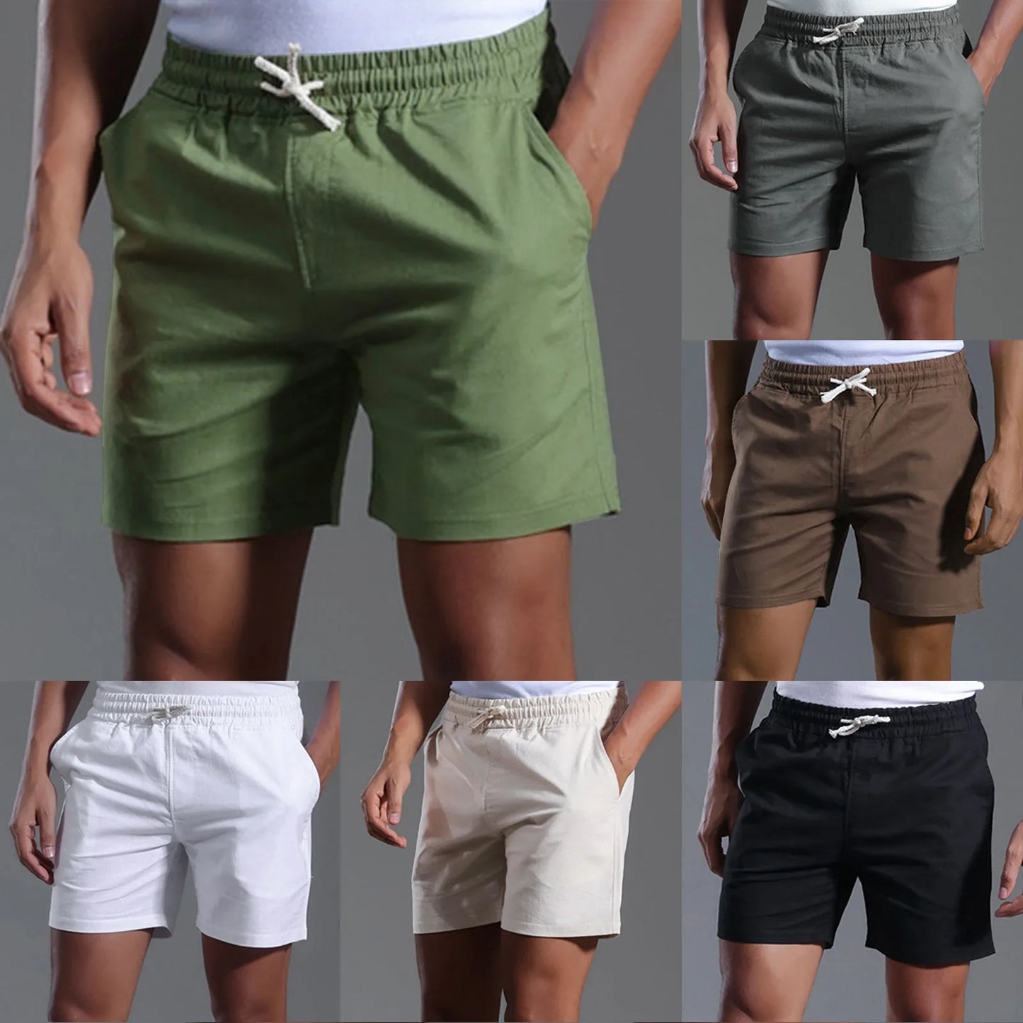 Linen Shorts Pocket Design Pants Versatile Trendy Spring/And Summer Basketball Shorts Men Dry Board Shorts