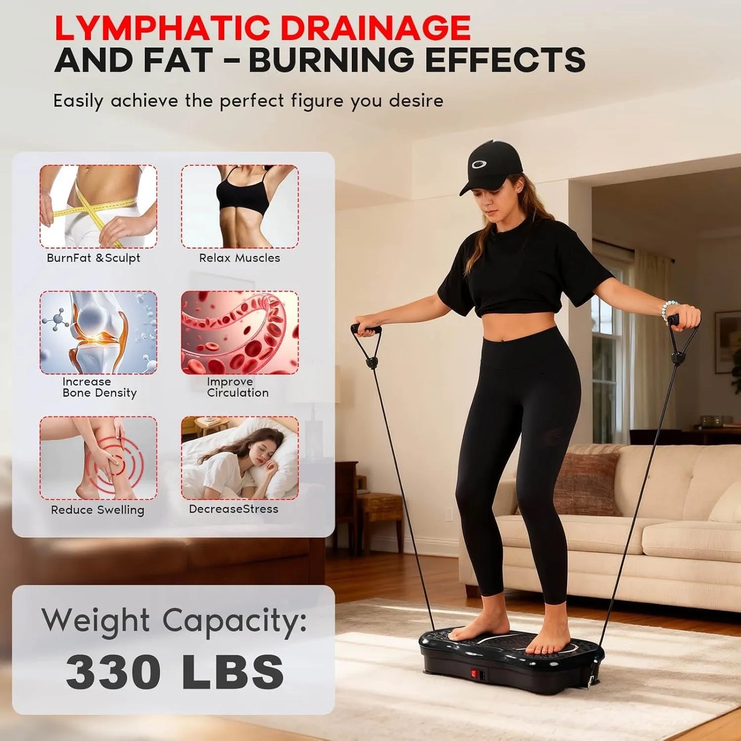 Power Vibration Plate Workout Machine Full Body Fitness Platform/for Muscle & Weight Loss SCITOO Brand, 180W Motor, Home Gym