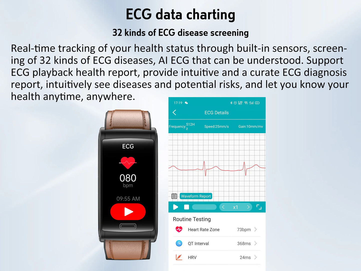 2025 New ECG+HRV Smart Watch Men Women Heart Rate/Blood Pressure Hypoxia Alarm Sleep Monitoring Fitness Sports Music Control