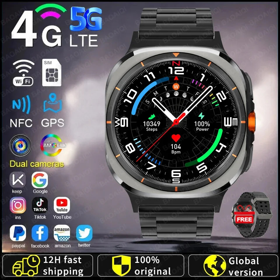 Watch7 Ultra Smart Watch Video Call Smartwatch 4G/5G Sim Card/GPS WIFI Rotary Camera Global Calling Google map Watch