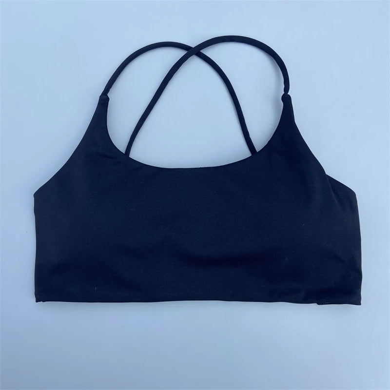 Women Sports Bra Sexy Cross Straps Back Fitness Bralette High Impact/Gym Yoga Workout Crop Top Vest Push Up Running Underwear