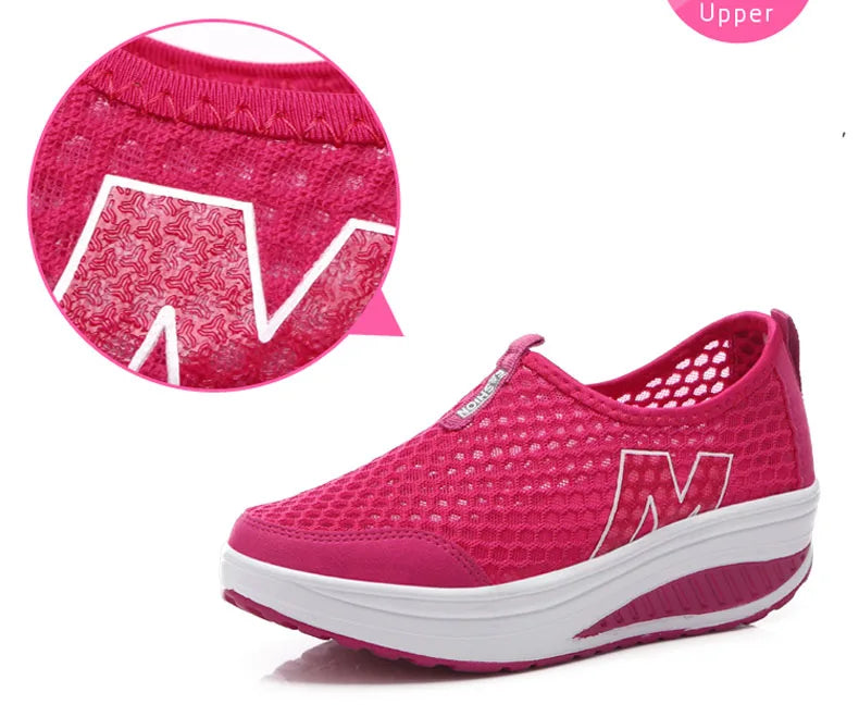 Shoes Women Mesh Flat Shoes Sneakers Platform Shoes Women Loafers/Breathable Air Mesh Swing Wedges Shoe Breathable Flats
