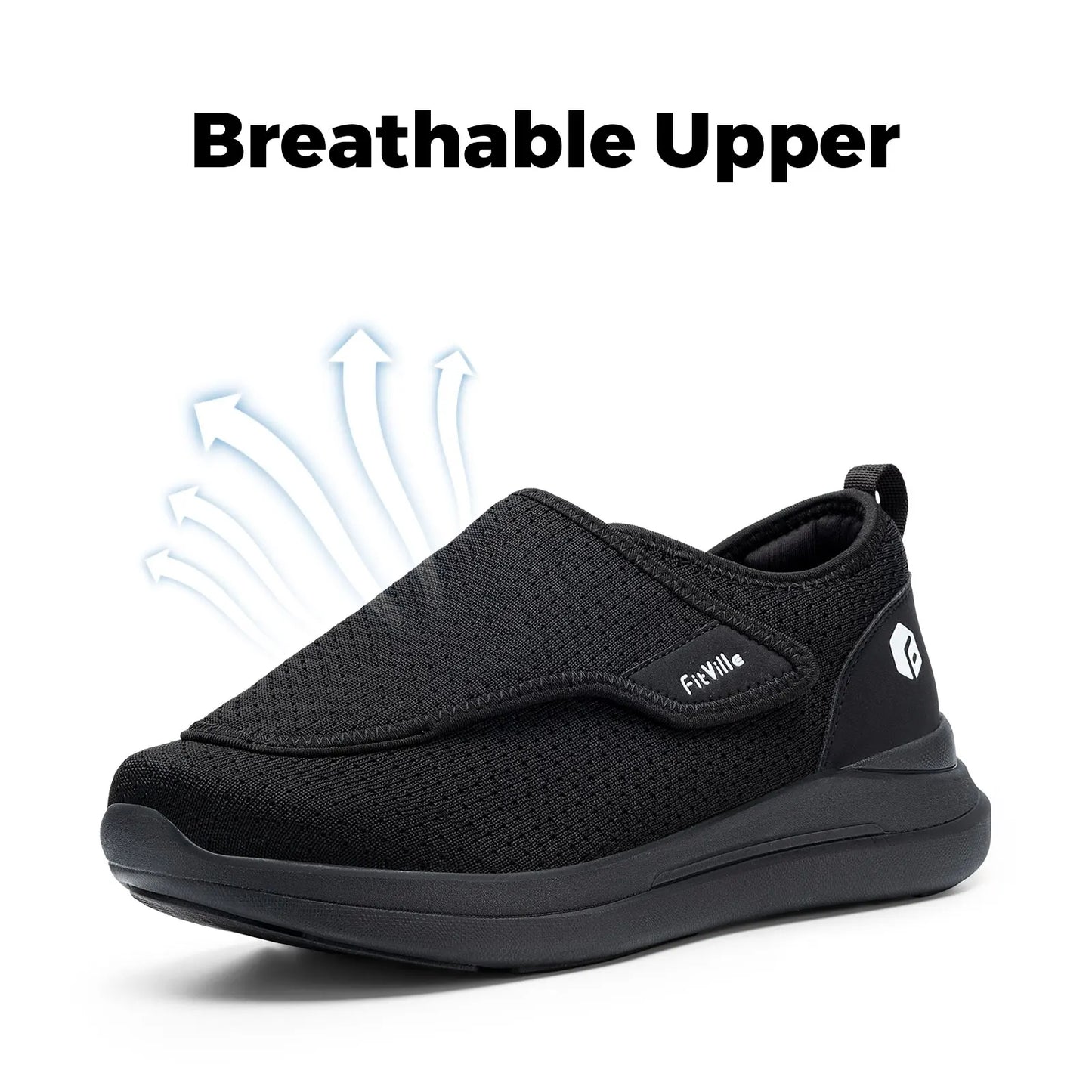 FitVille Extra Wide Women's Diabetic Shoes Adjustable Walking Shoes/for Elderly Orthopedics Wide Feet Swollen Foot Pain Relief