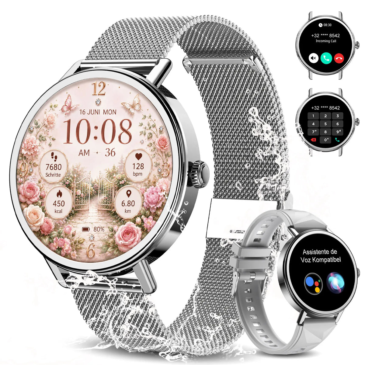 Blackview X30 Women's Smartwatch with Health Monitor Fitness Tracker/1.26” AMOLED Screen Bluetooth Smartwatch for Android IOS