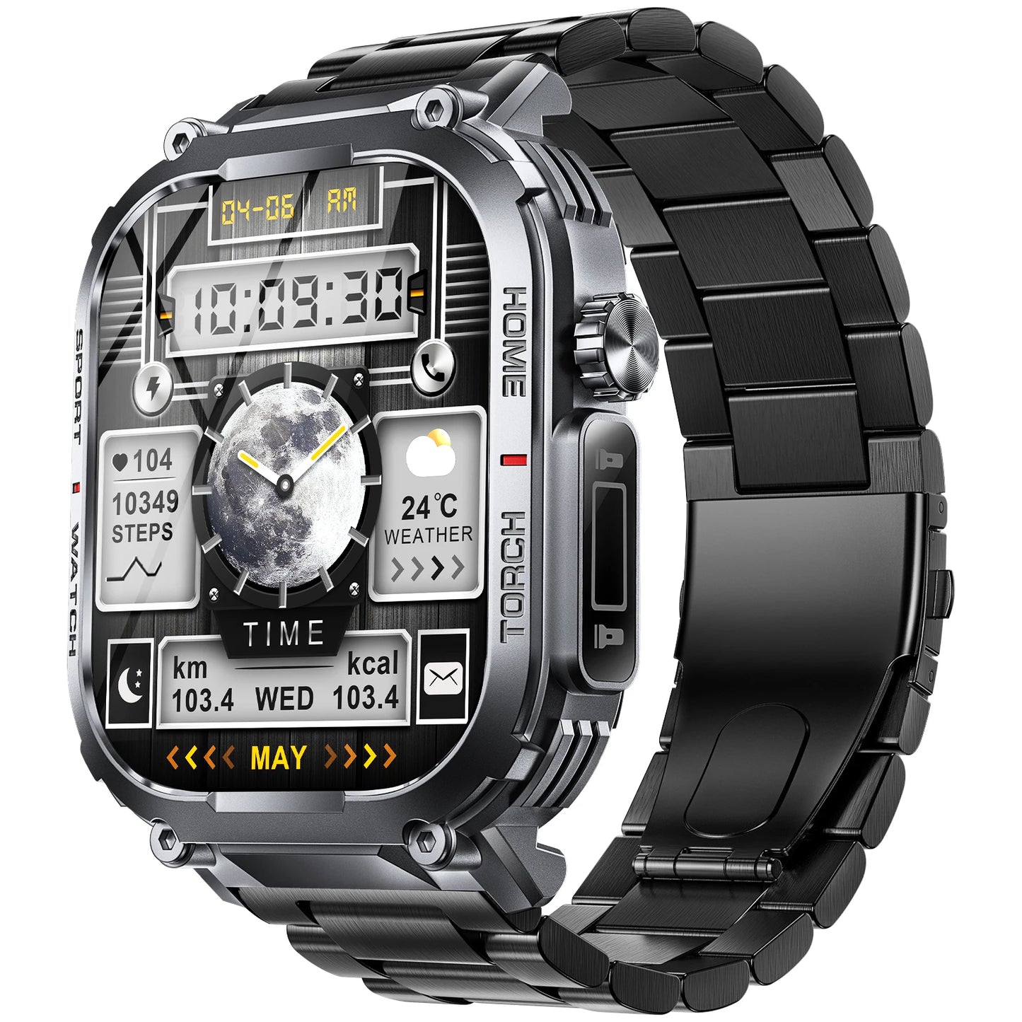 EIGIIS New Smart Watch Men 3ATM Waterproof 2.02"S320B With Compass/And LED Flashlight Sports And Fitness Tracking Heart Rate