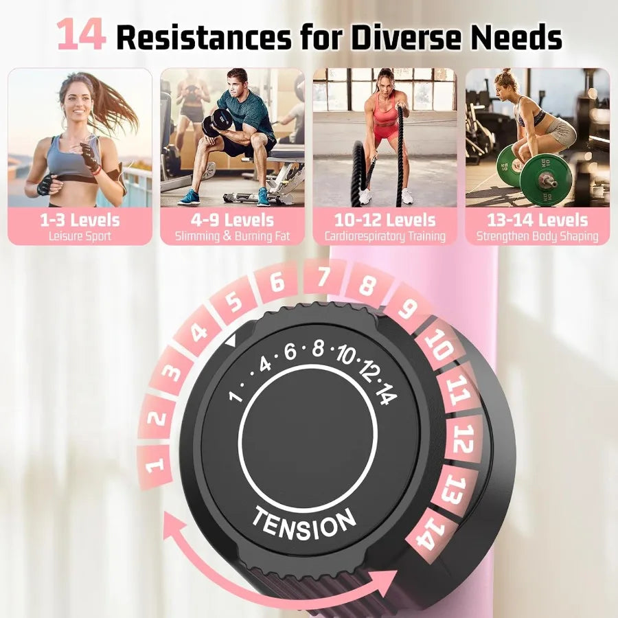 Elliptical Exercise Machine for Home with Ultra-Smooth Magnetic Drive/14 Levels Resistance Cardio Machine with LCD Monitor