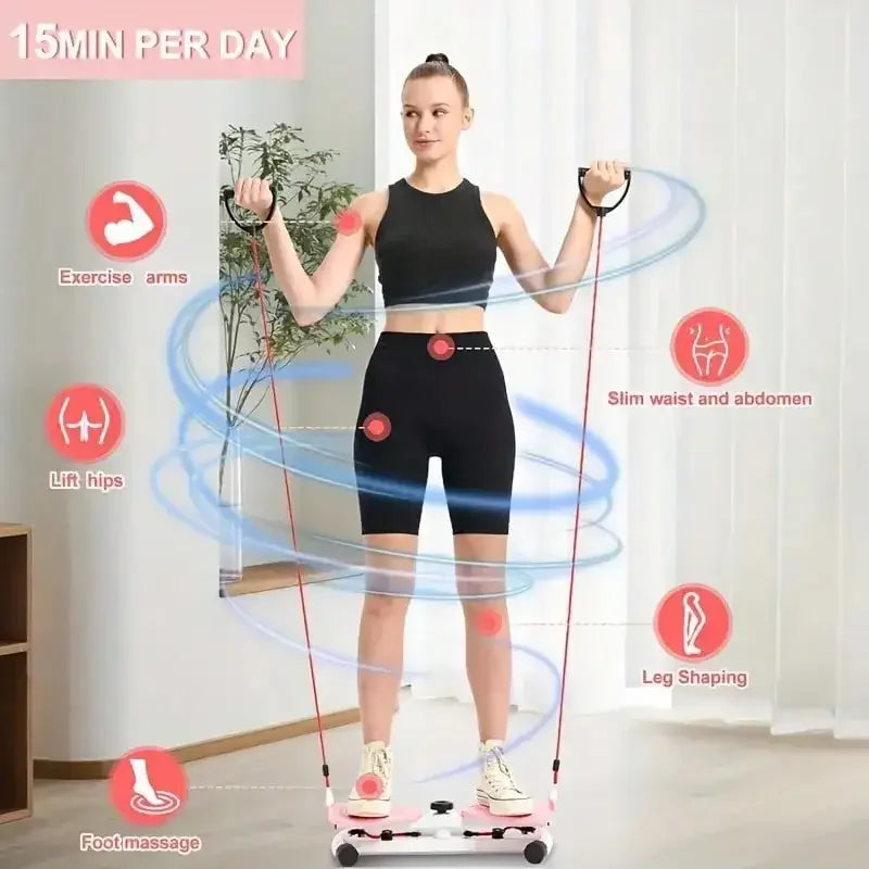 Twist Waist Disc Board with Resistance Bands, Multifunctional Home/Fitness Foot‑Twist Exercise Machine, Portable Waist‑Shaping