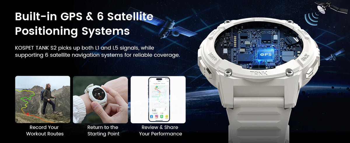 KOSPET TANK S2 GPS Smart Watch For Women Compass Altimeter Barometer/Bluetooth Call AI Voice AMOLED IP69K Waterproof Smartwatch