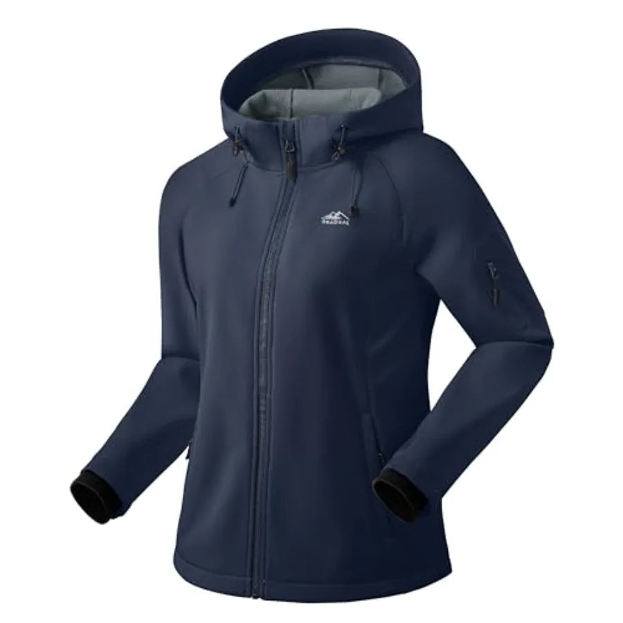 Women's Fleece Lined Softshell Jacket Windproof Warm/Light Waterproof Hooded Jacket for Women Winter/Fall/Spring