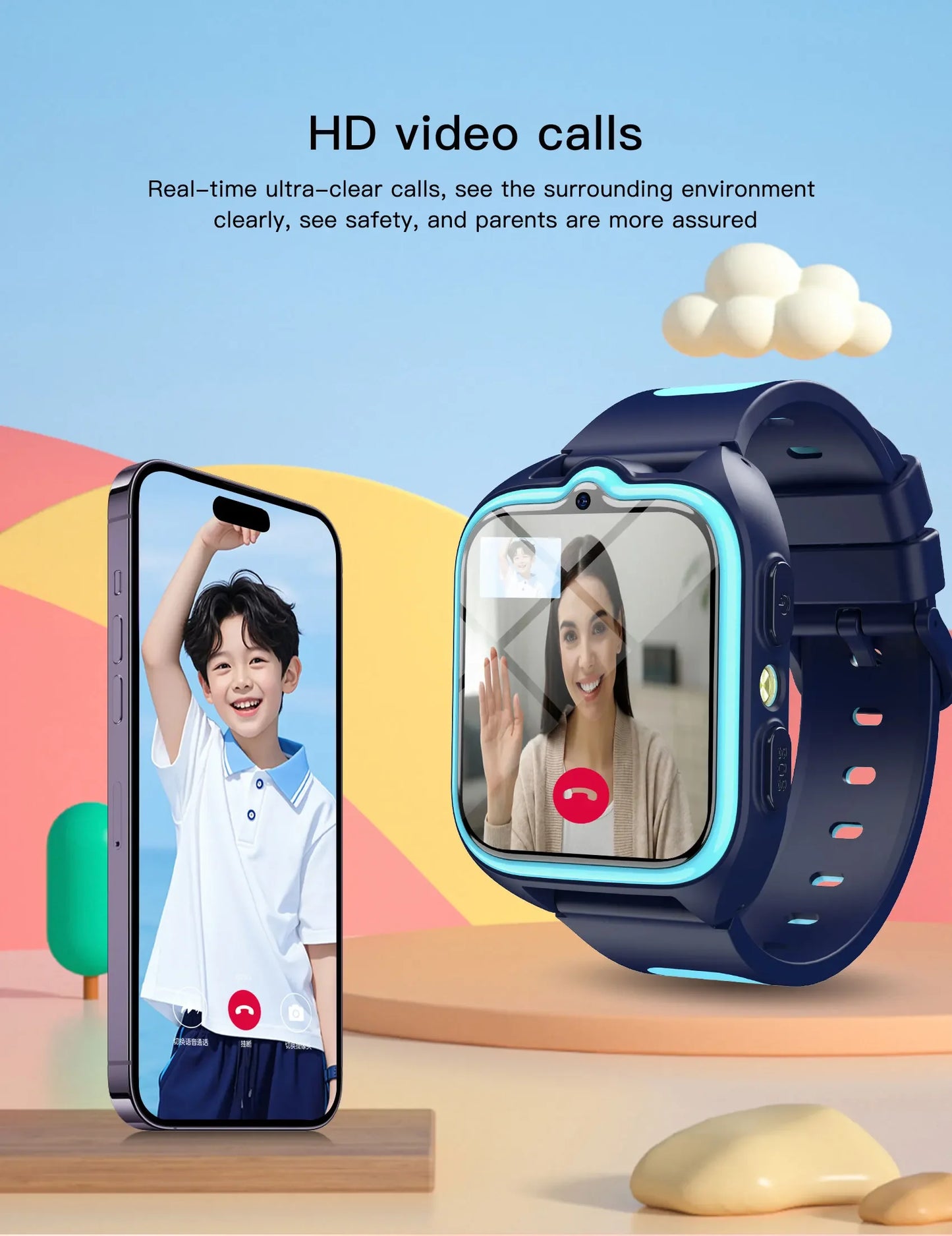 Blackview Z30 Kids Smart Watch Waterproof Video Monitor Tracker/4G Call SOS GPS Location Digital Watches for Children