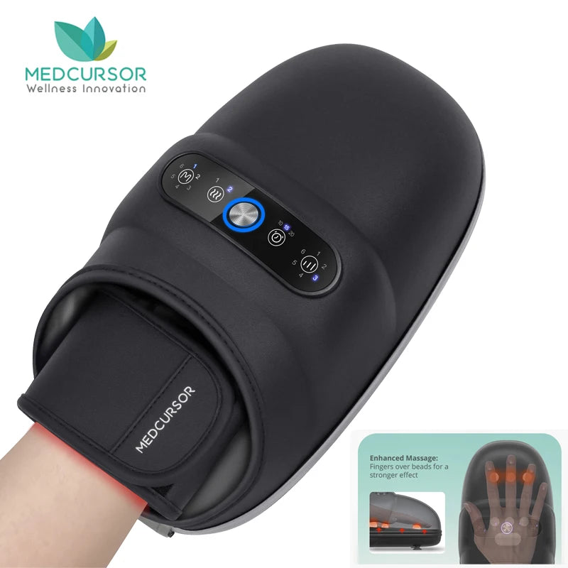 Wireless Electric Hand Massager Air Compression Hot Compress/Palm Acupoint Massager Finger Arthritis Numbness Muscle Relaxation