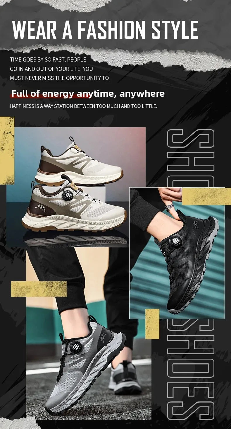 Spring Summer Thin Automatic Buckle Trail Running Shoes Casual/Function Hiking Breathable Outdoor Sports Trendy Footwear
