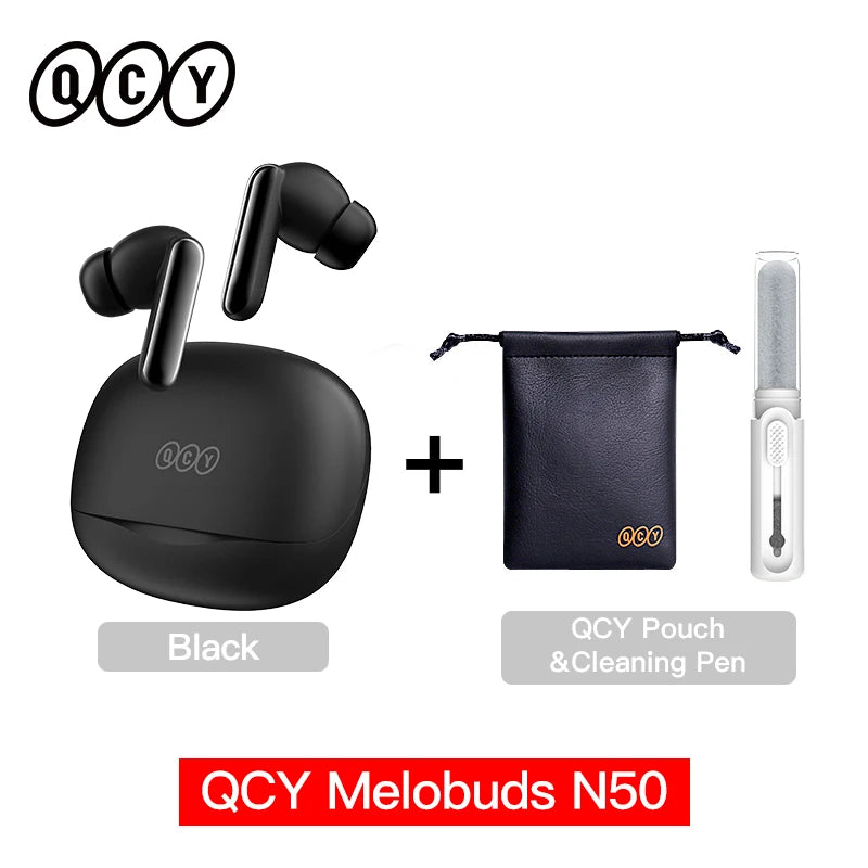 QCY Melobuds N50 ANC Bluetooth 5.4 Wireless Earphones Active Noise Cancellation/6 Mics Clear Call Earbuds Multipoint Connection