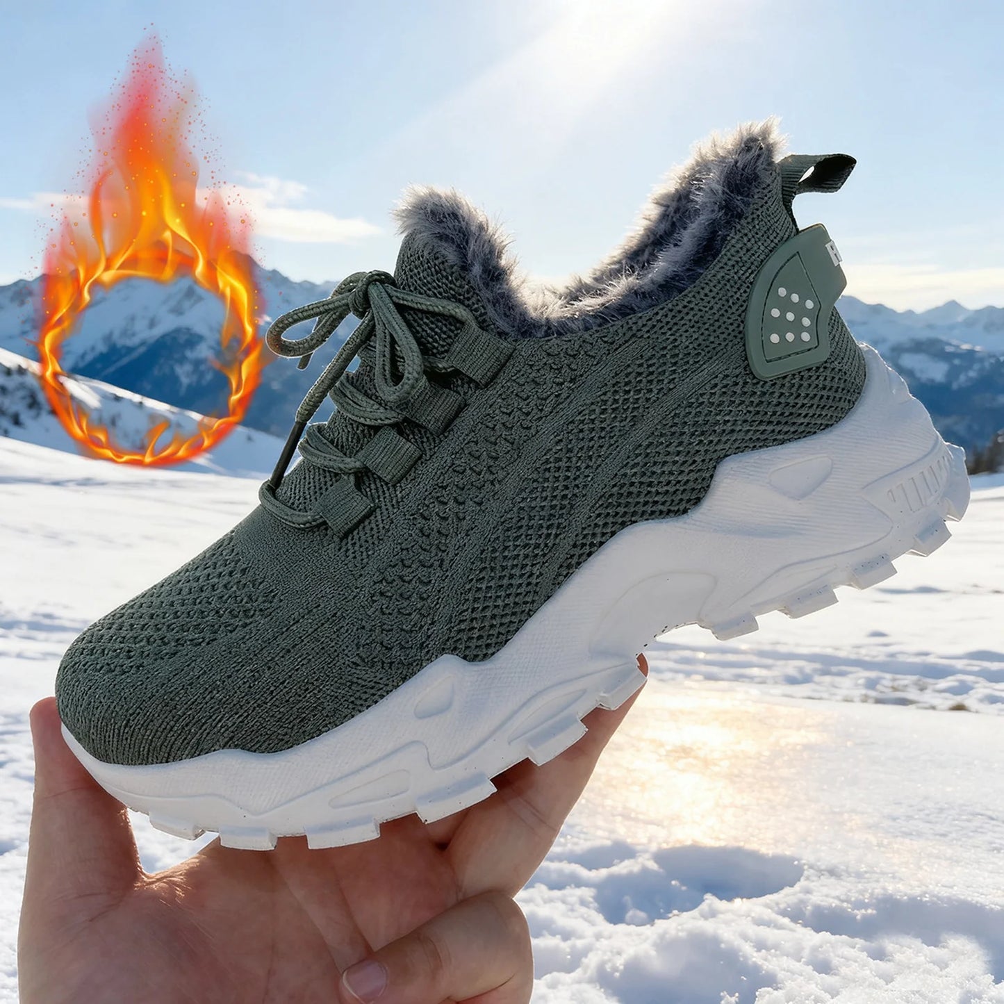 Sneakers Women's Winter Warm Sports Shoes Non Slip Soles/Suitable for Cold Weather Outdoor Walking Sports Shoes Ladies Sneakers