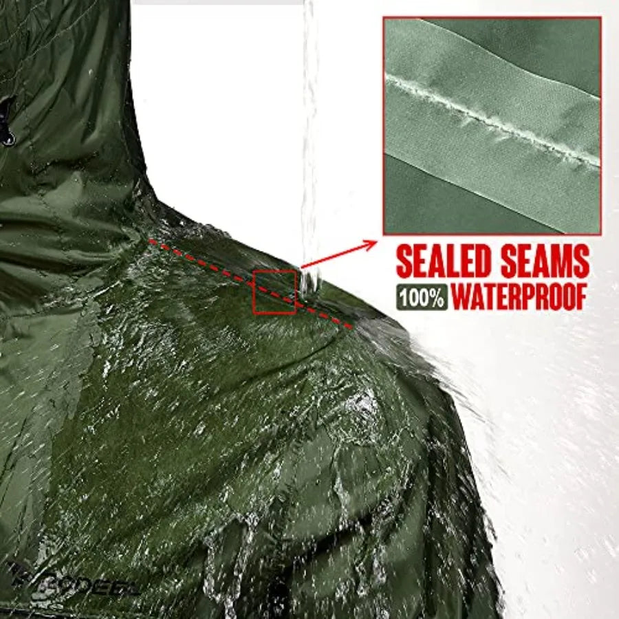 Men's Waterproof Rain Lightweight Reusable Hiking/Hooded Coat Jacket for Outdoor Activities