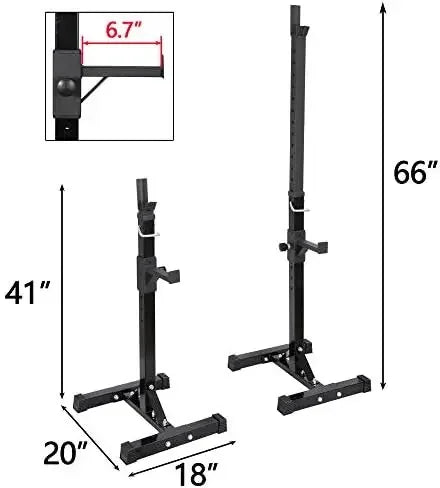 Pair of Adjustable Height 40"-66" Portable Dumbbell Racks/Sturdy Steel Squat Rack Barbell Free Bench Press Stands Home Gym