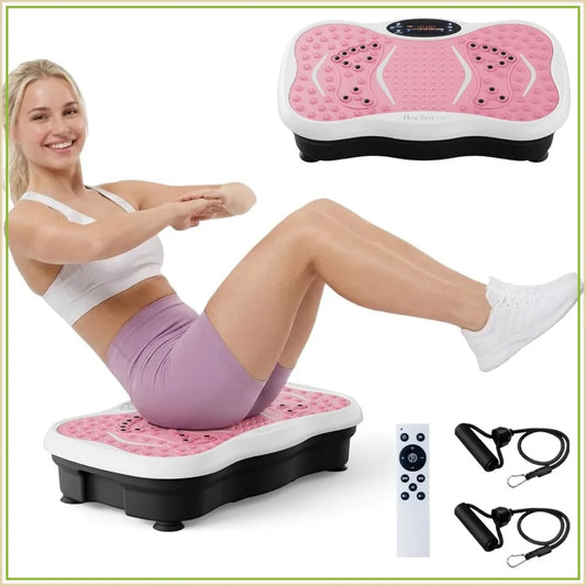 Vibration Plate Exercise Machine for Lymphatic Drainage 200 Speeds/Full Body Workout 300 Lbs Capacity with Resistance Bands