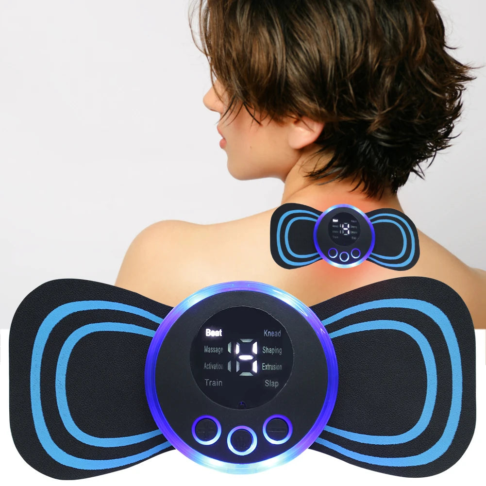 EMS Electric Pulse Neck Massager Cervical Massage Patch/8 Mode LCD Display Neck Stretcher Back Muscle Relief Pain