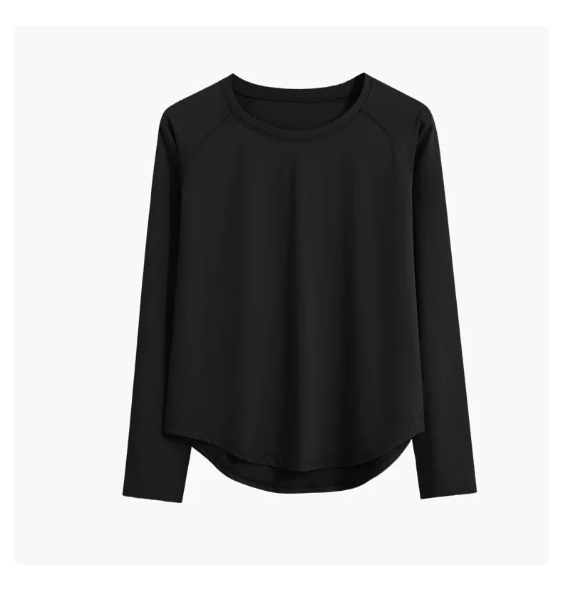 DRUR Long Sleeve Gym Top Women Breathable Quick Dry Workout Tshirt/Loose Fit Running Tee Yoga Clothing Sportswear Activewear New