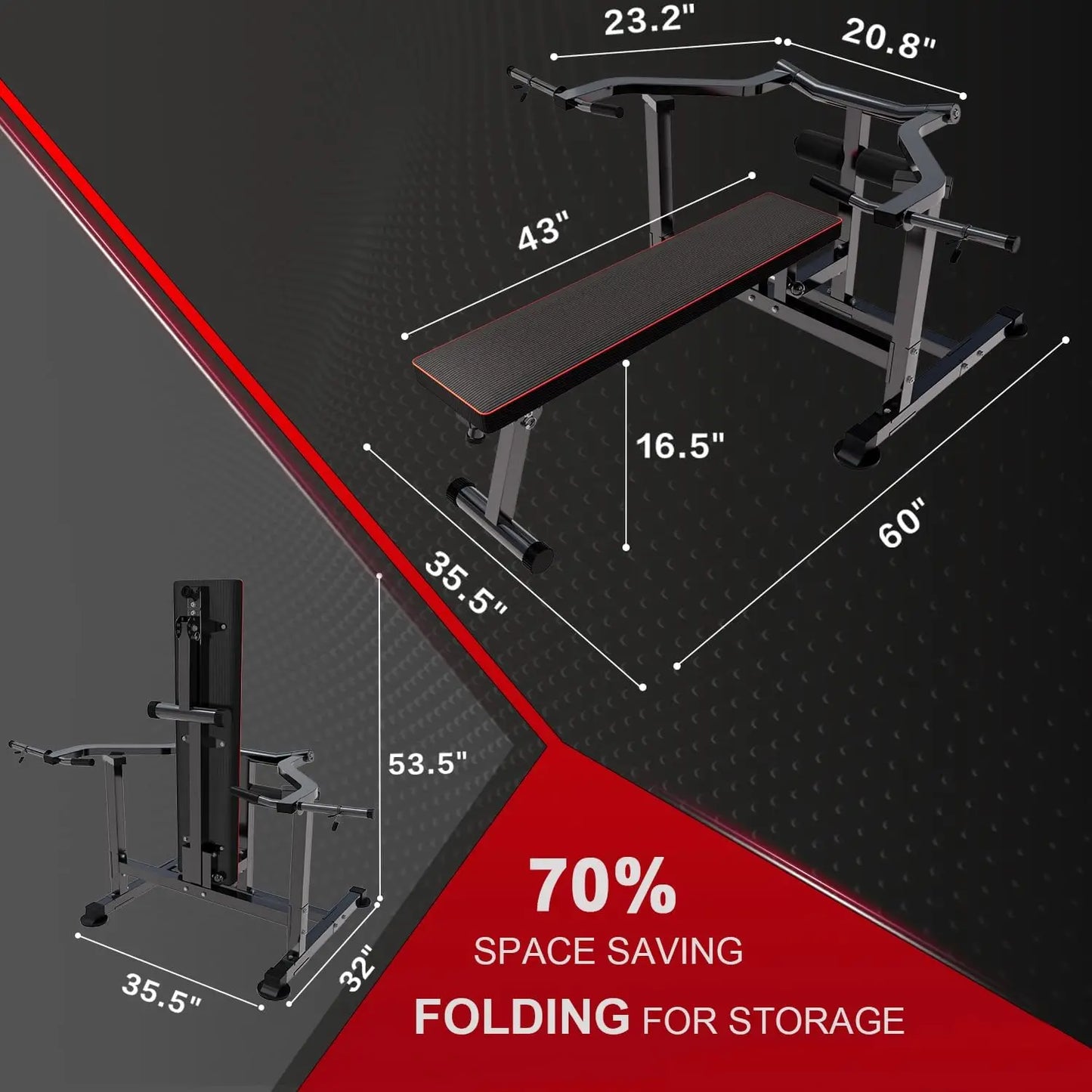 Bench Press Set Chest Press Machine with Independent Converging Arms/Adjustable Flat Incline Bench Press with Dumbbell Rack for
