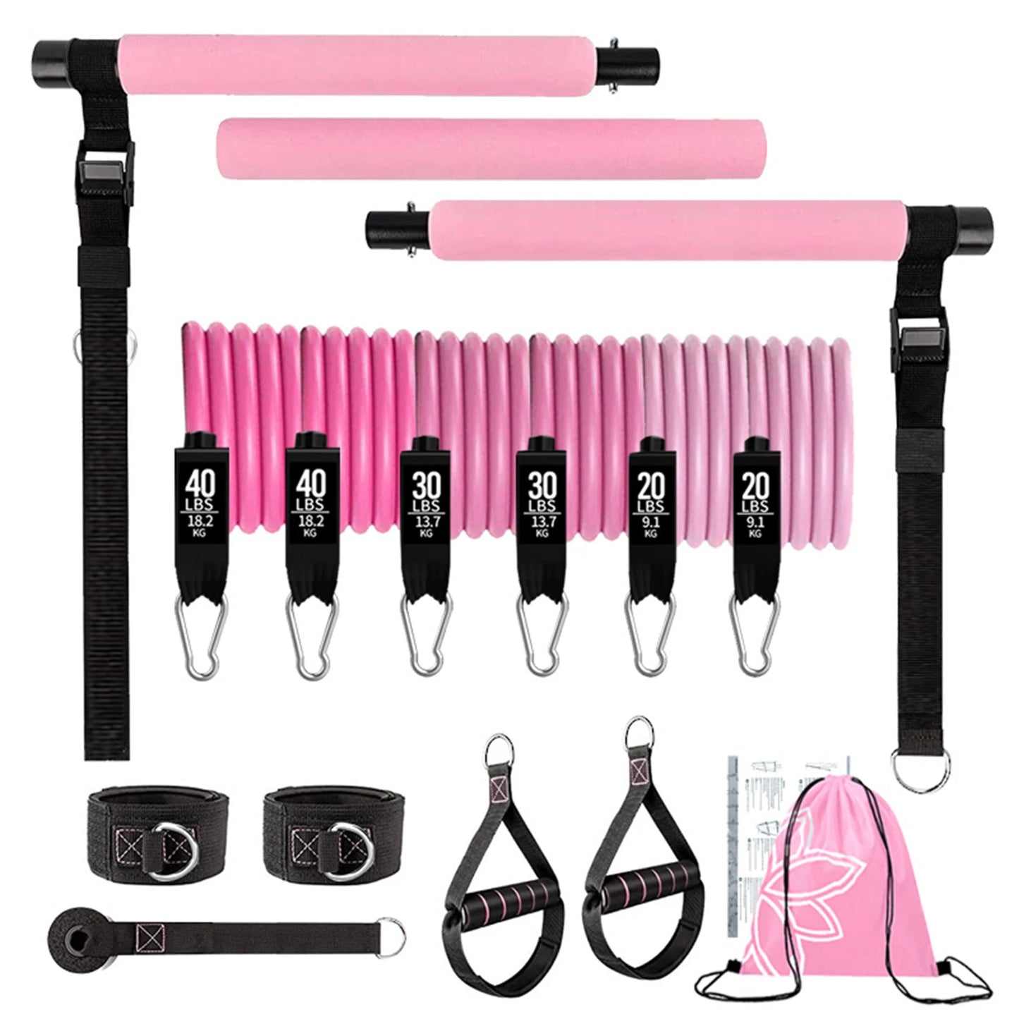 11pcs Portable Pilates Bar Exercise Kit Home Gym Pilates/Resistance Bar Kit for Home Workouts for All Fitness Levels