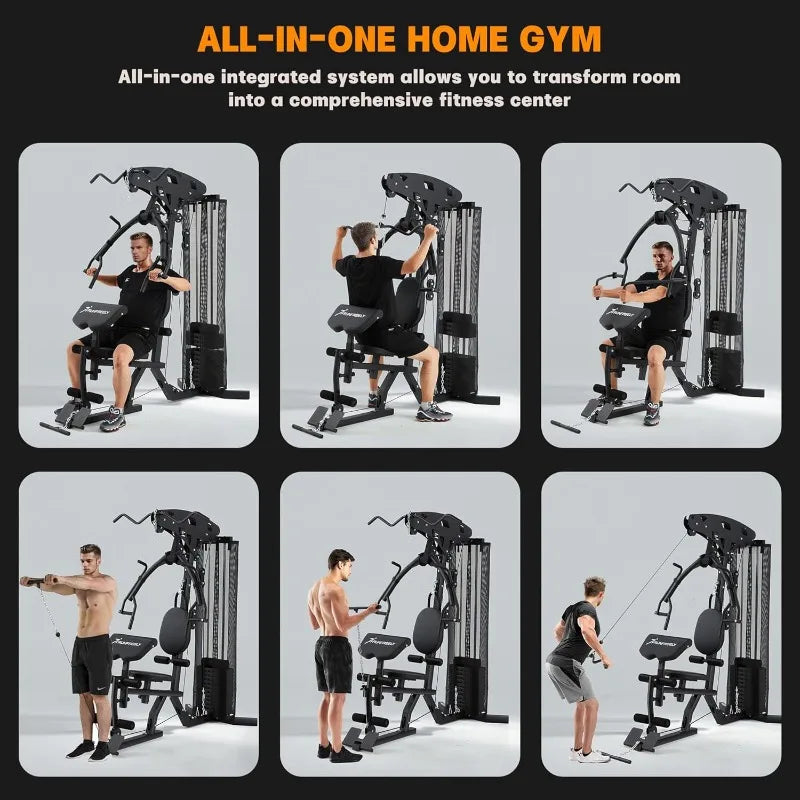 All-in-one Weight Machine for Home Gym Multifunction Workout Station/Equipment with 150LBS Weights Stack